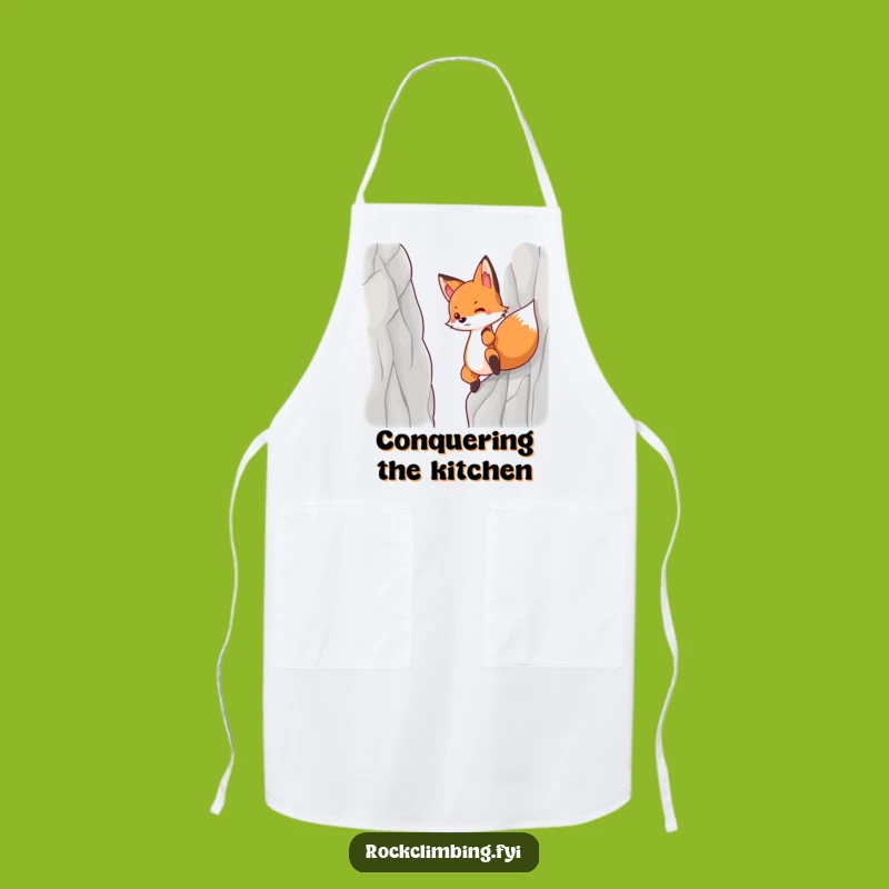 Funny Determined Fox Apron, Cliff Climber Chef Bib, Humorous Cooking Gift