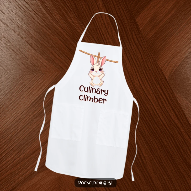 Funny Rabbit Rope Apron: A curious rabbit dangles from a rope, bringing whimsical and funny vibes to cooking.