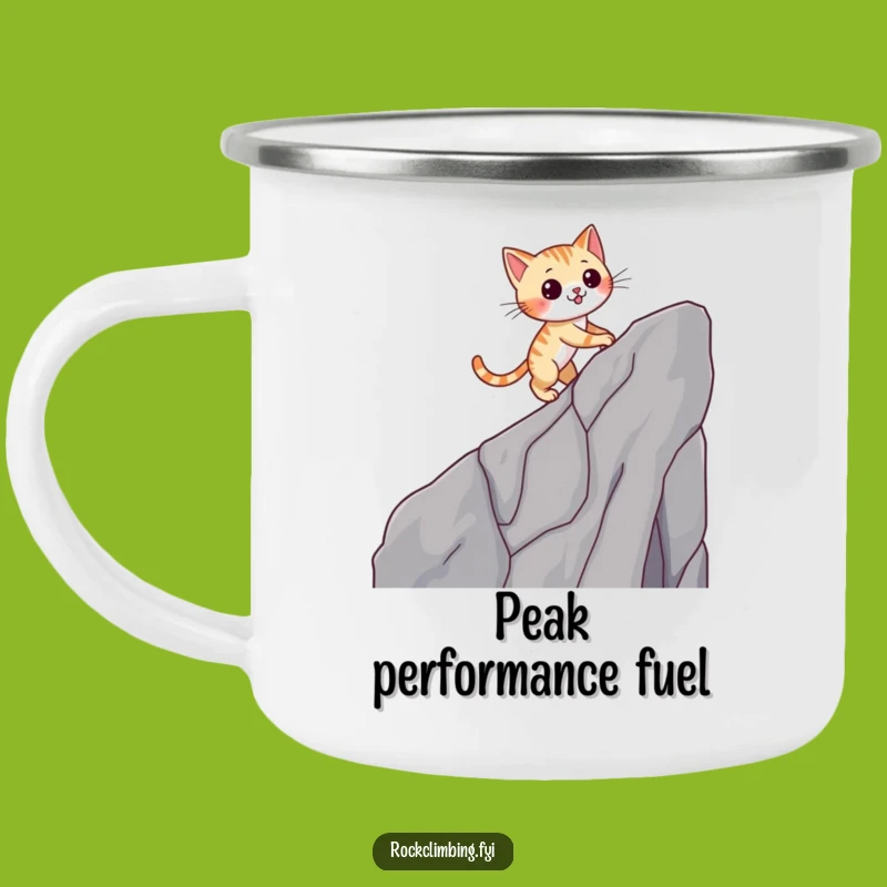 Adventure Funny Cat Cliff Climb Camping Mug: Outdoors with Wit