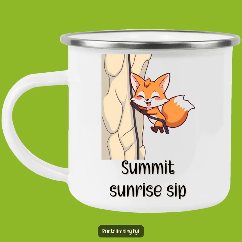 Funny Fox Rappelling Camping Mug: Adventure Fuel, Perfect Outdoorsy Gift!