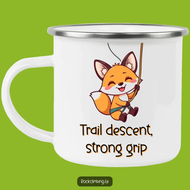 Funny Fox Rappelling Camping Mug: Outdoor Thrills, Humorous Gift