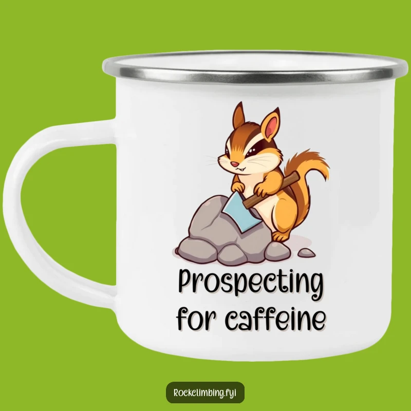 Funny Chipmunk Pickaxe Camping Mug - Rugged Miner Drinkware