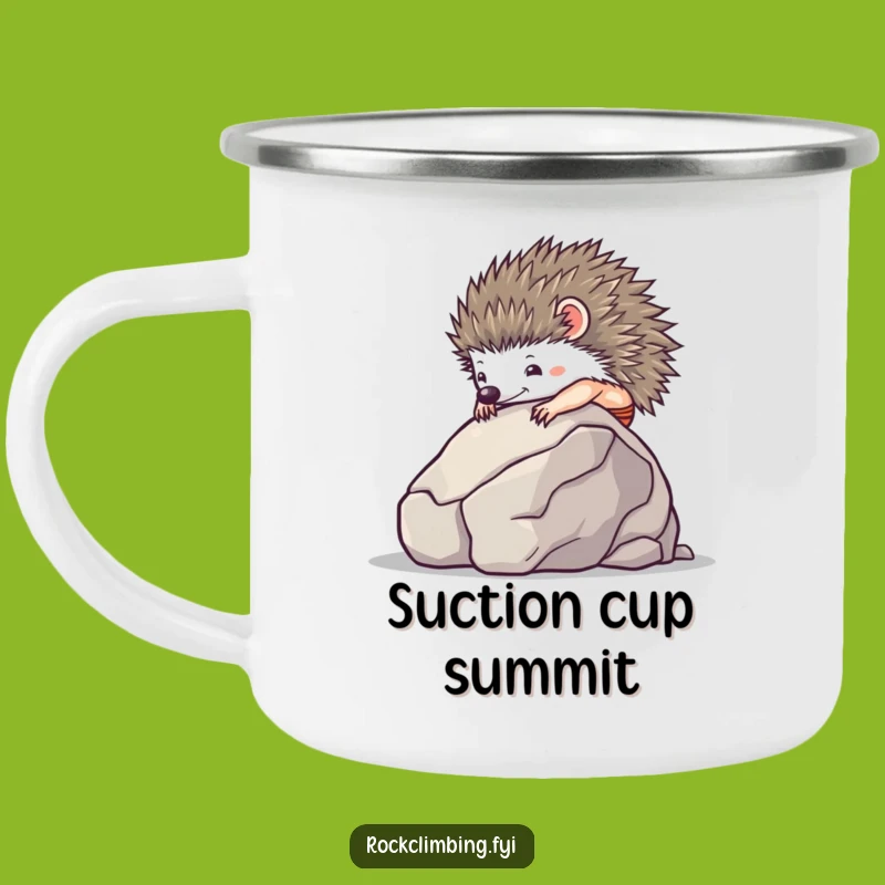 Funny Hedgehog Climber Camping Mug - Tiny Adventures On-the-Go