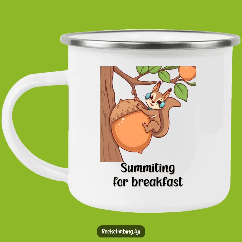 Funny Squirrel Climber Camping Mug - Acorn Adventures On-the-Go