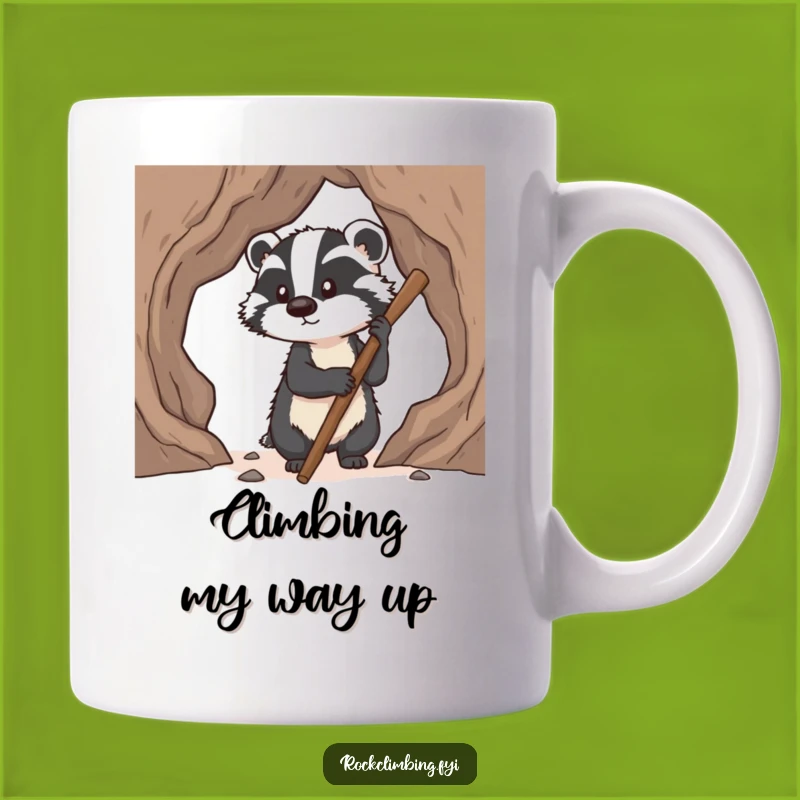 Funny Badger Climbing Mug: A Hilarious Gift for Determined Adventurers