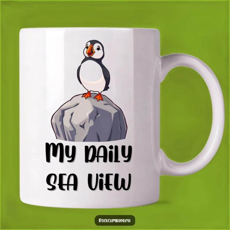 Funny Delighted Puffin Mug - Joyful Coastal View Gift for Bird Lovers