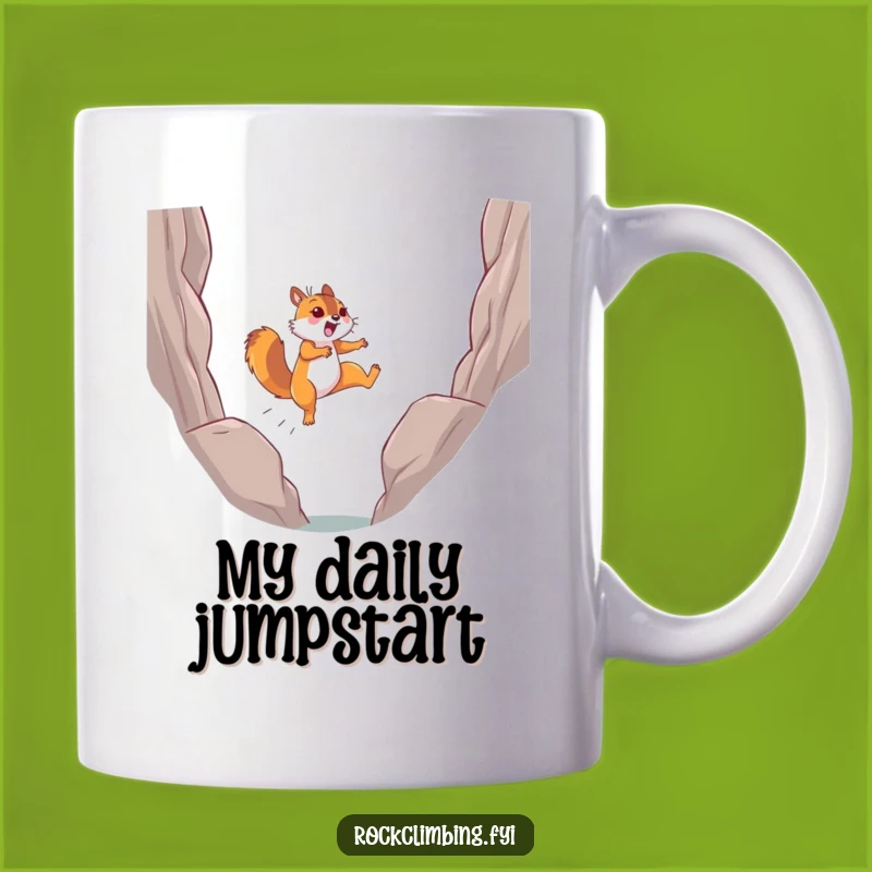 Funny Squirrel Leap Mug: Mid-Air Joy, Energetic Funny Gift