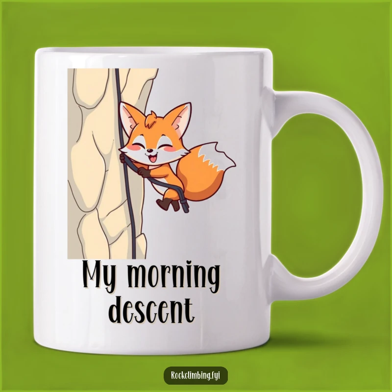 Funny Fox Rappelling Mug: Energetic Adventure Gift for Outdoor Enthusiasts!