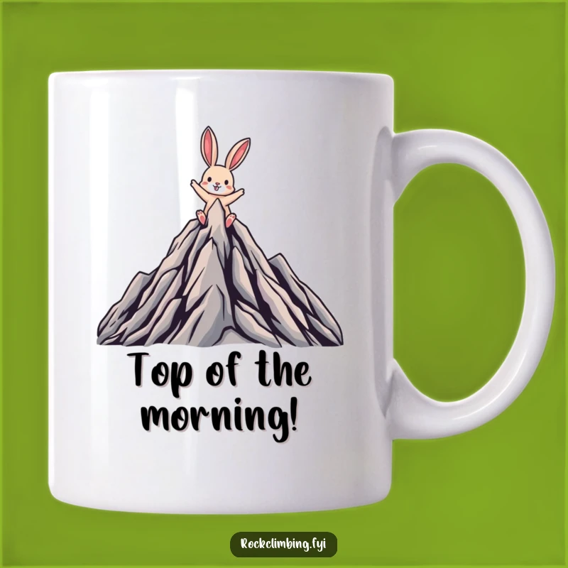 Funny Triumphant Rabbit Mug - Mountain Peak Achievement, Great Gift