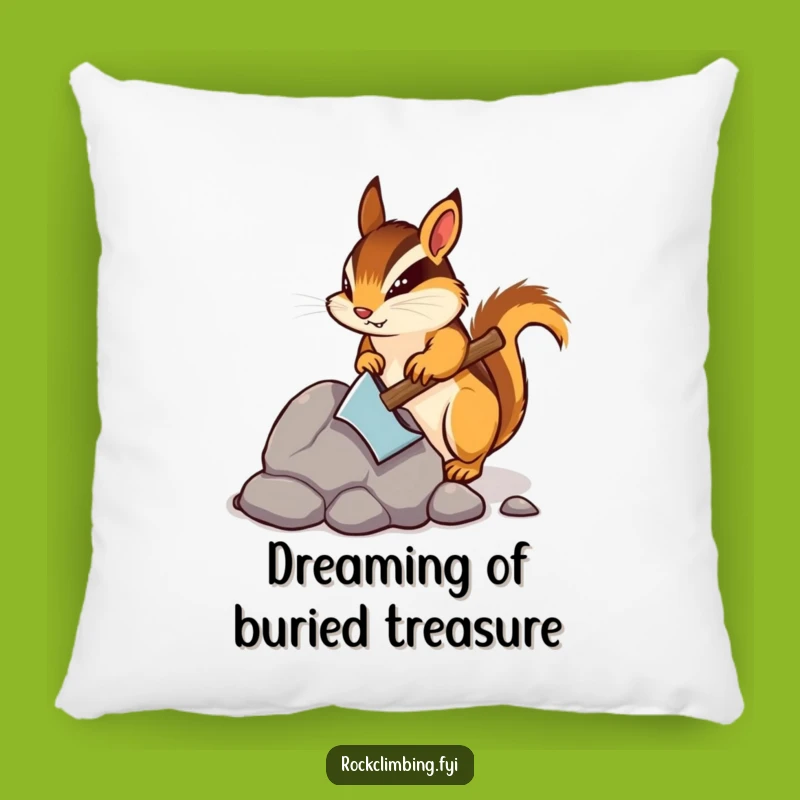 Funny Chipmunk Pickaxe Pillow - Cozy & Determined Miner Accent