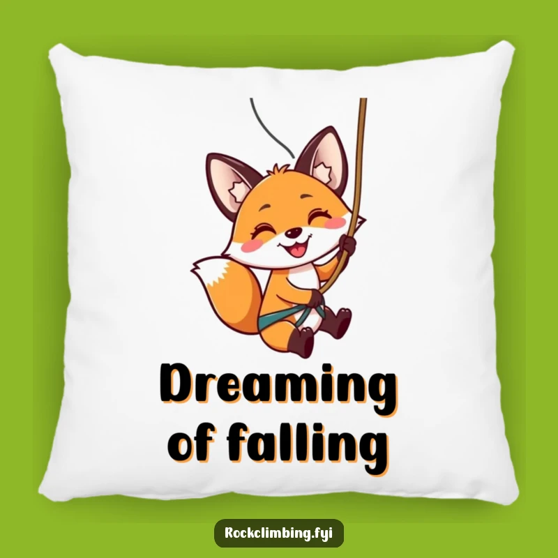 Funny Fox Rappelling Pillow: Cozy Adventure, Comfy & Humorous Home Gift