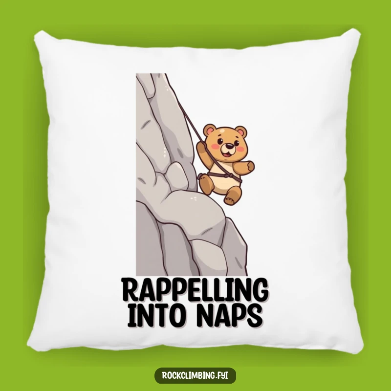 Funny Bear Rappelling Pillow: Confident Strider Cushion - Cozy Gift