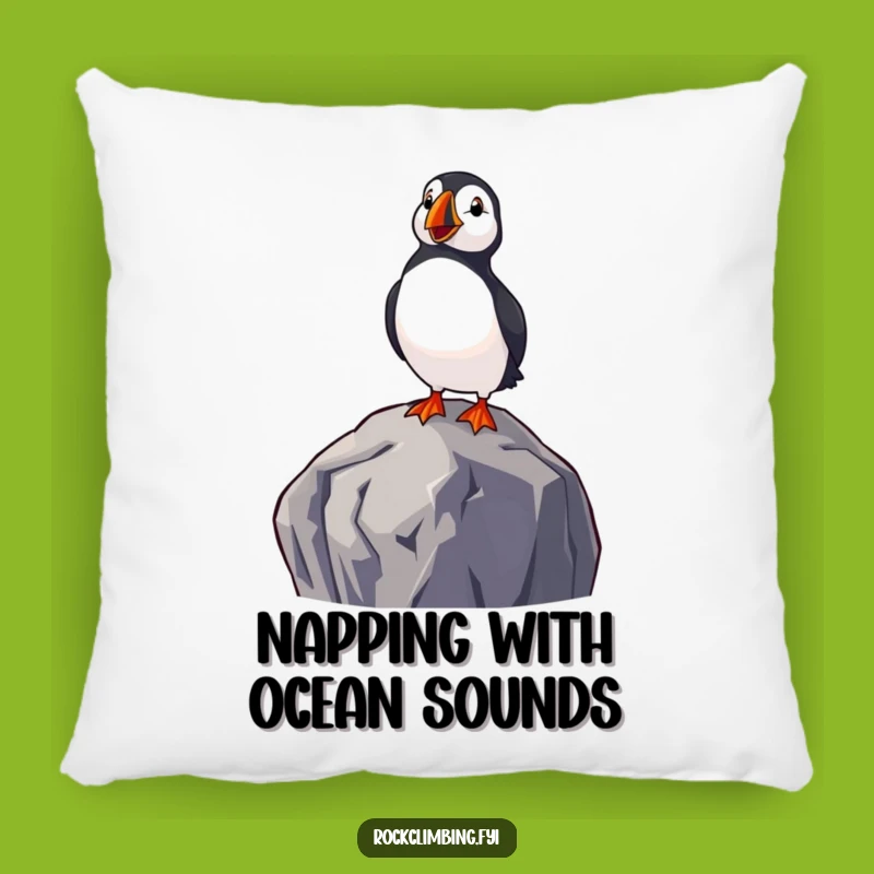 Funny Delighted Puffin Pillow - Cozy & Joyful Coastal Accent