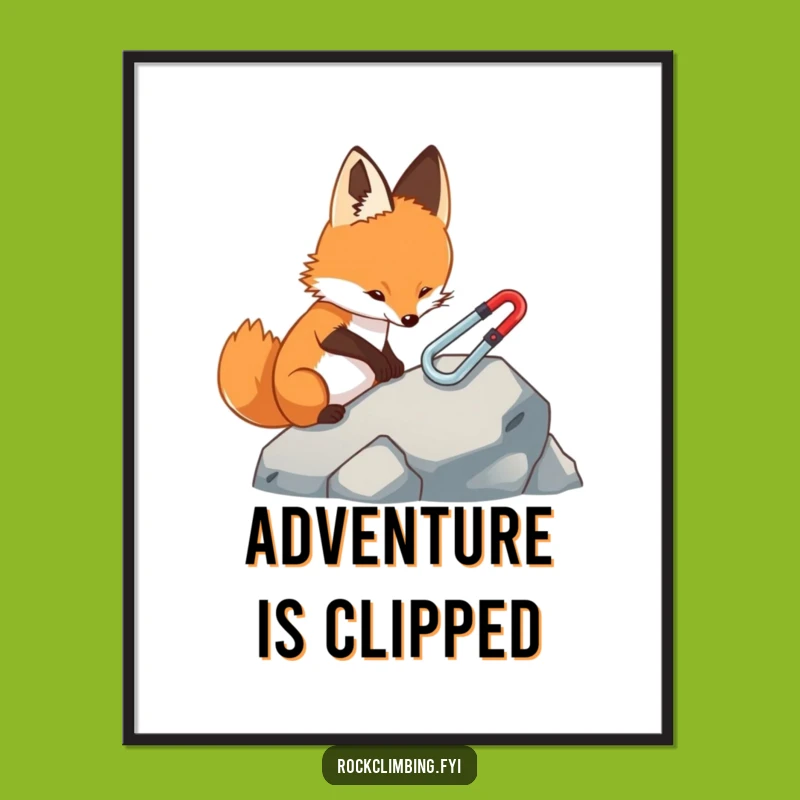Funny Fox Climbing Prep Digital Art: Hilarious Decor for Organized Adventurers
