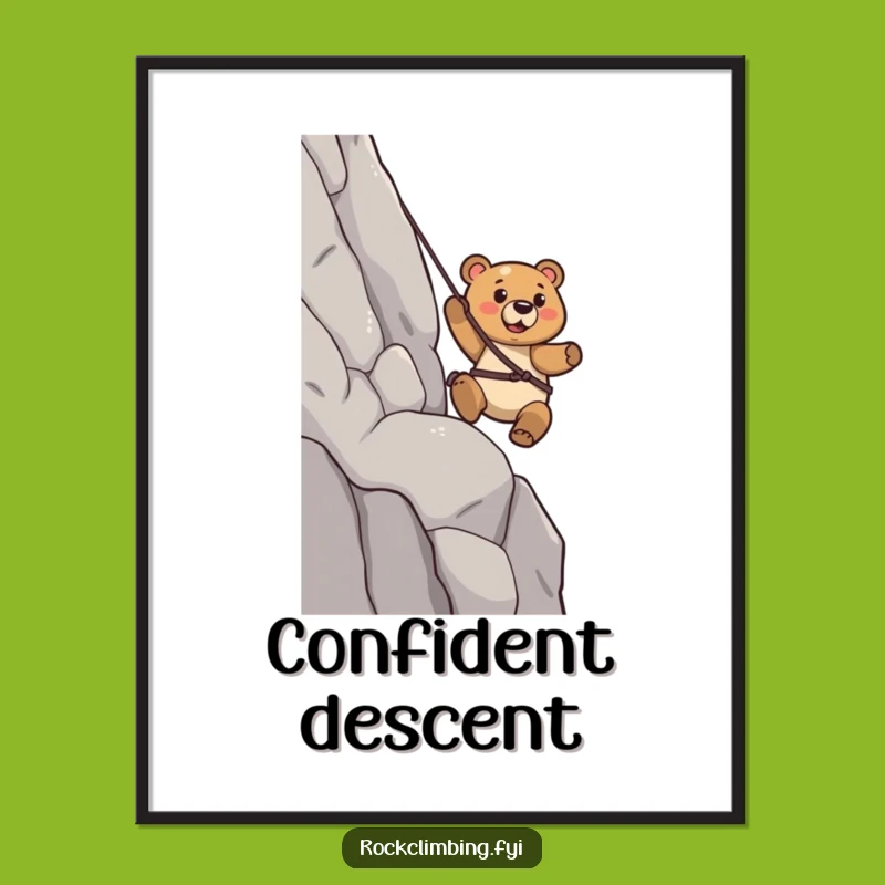 Funny Bear Rappelling Digital Art: Confident Strider Print for Adventure Spaces