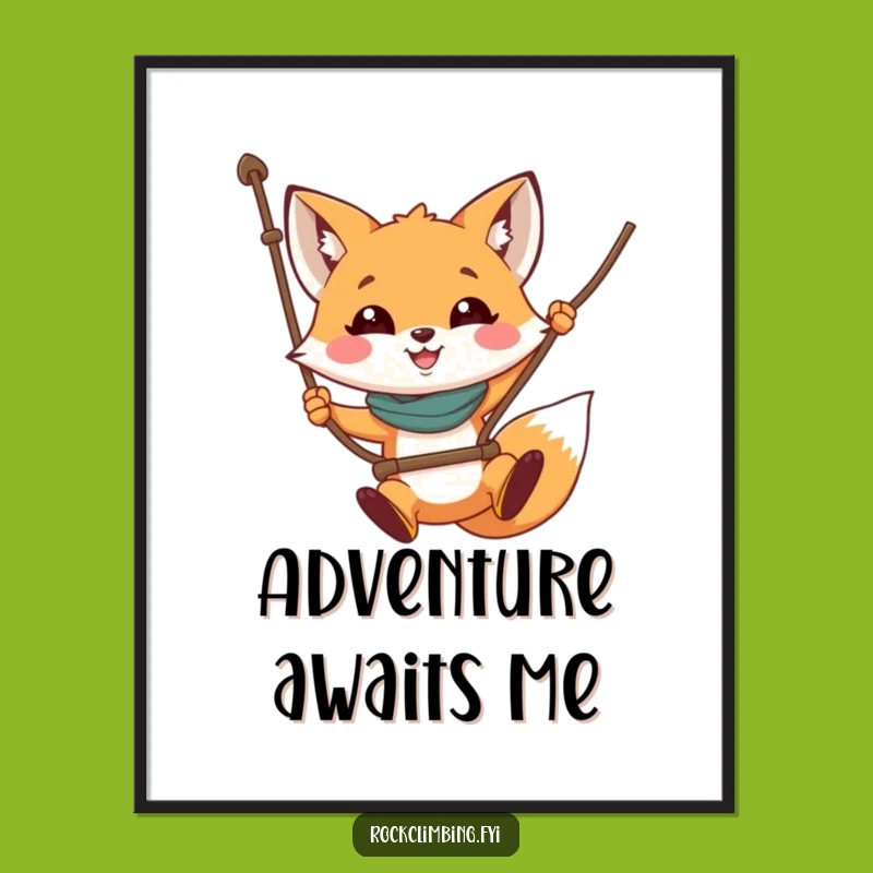 Digital Funny Fox Rope Swing Art: Instant Wall Joy and Humor