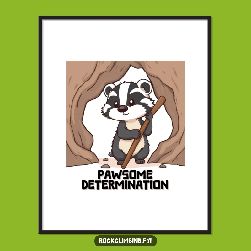 Funny Badger Climbing Digital Art: Hilarious Motivational Decor for Instant Download
