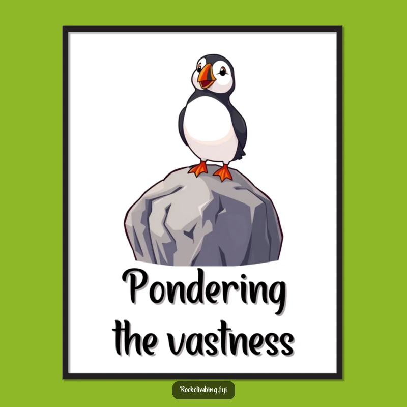 Funny Delighted Puffin Digital Art Print - Joyful Coastal Wall Decor