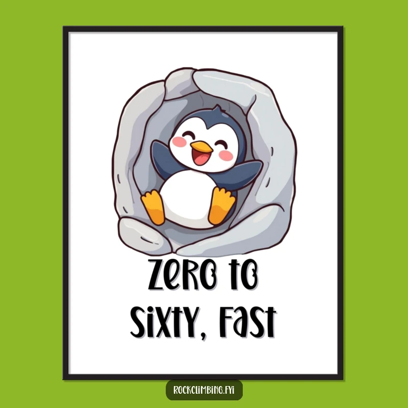 Funny Joyful Penguin Sliding Digital Art - Instant Download for Playful Decor