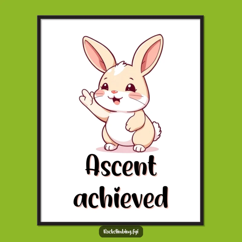 Funny Rabbit Climbing Digital Print: Motivational Wall Art, Instant Funny Gift Decor