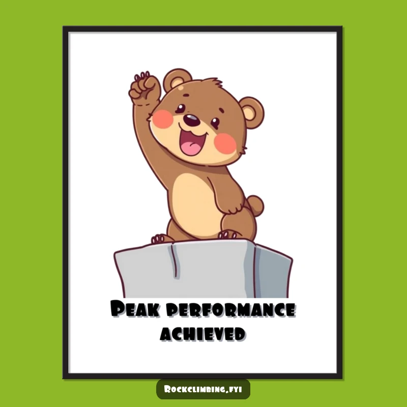 Funny Bear Cub Climbing Digital Print: Determined Art, Perfect Motivation Decor!