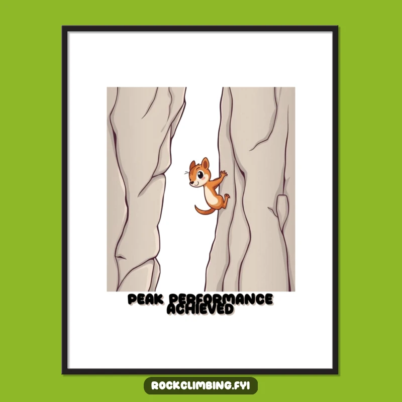 Funny Squirrel Cliff Conqueror Digital Art: Hilarious Motivational Print for Adventurers
