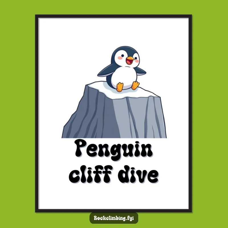 Funny Penguin Slider Digital Art - Joyful Descent Print, Perfect Wall Funny Gift!