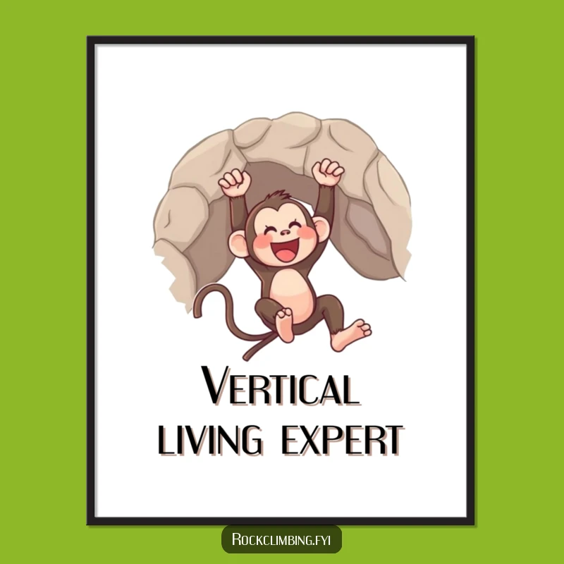 Funny Monkey Joyful Swing Digital Art Print - Primate Fun Decor!