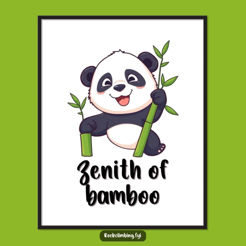 Funny Panda Climber Digital Art - Instant Bamboo Ascent Decor