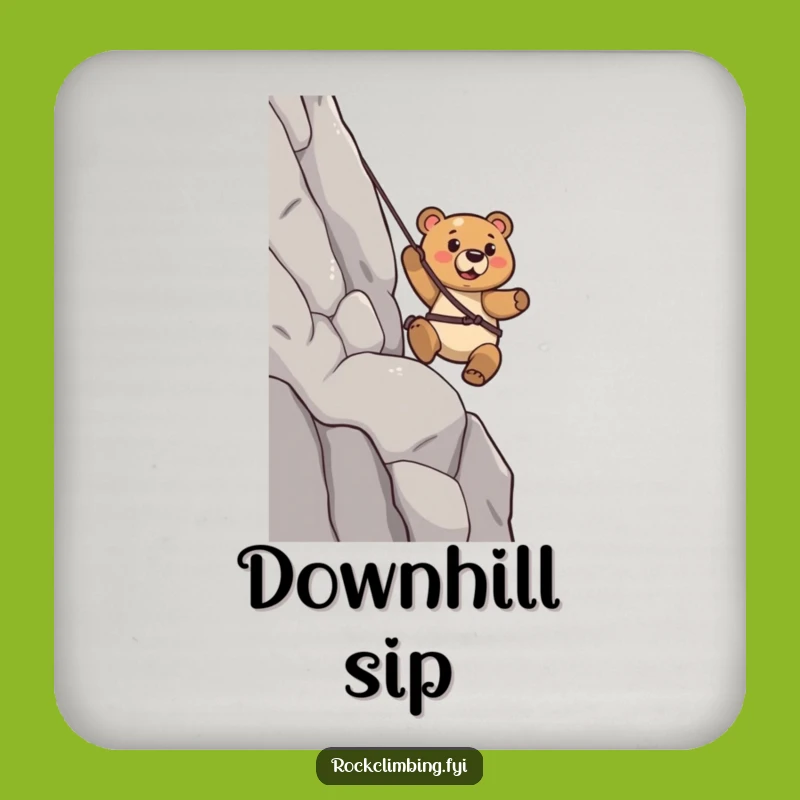 Funny Bear Rappelling Coaster: Confident Strider Protector - Unique Gift