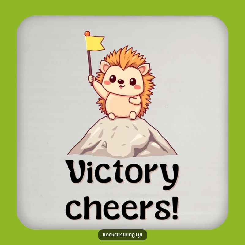 Funny Hedgehog Summit Drink Coaster: Protect Surfaces with Victory