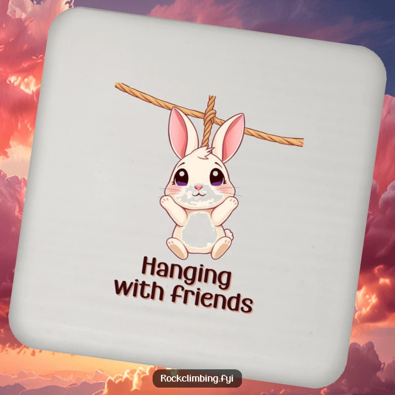 Funny Rabbit Rope Coaster: A curious rabbit dangles from a rope, offering whimsical and funny surface protection.