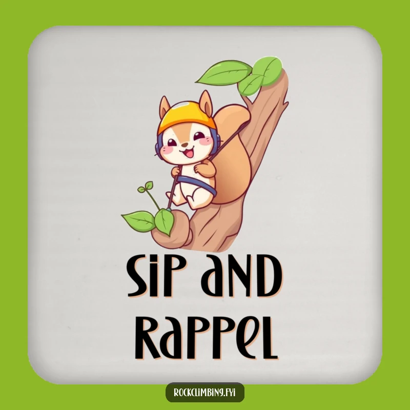 Funny Squirrel Rappelling Drink Coasters: Protect Surfaces with Hilarious Daring