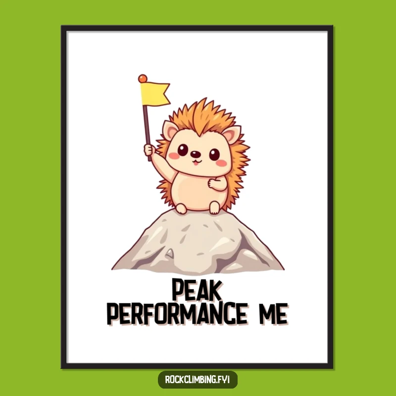 Funny Hedgehog Summit Poster: Triumphant Wall Art for Achievers