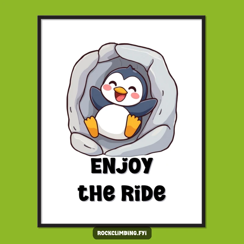 Funny Joyful Penguin Sliding Poster - Bring Playful Energy to Your Walls