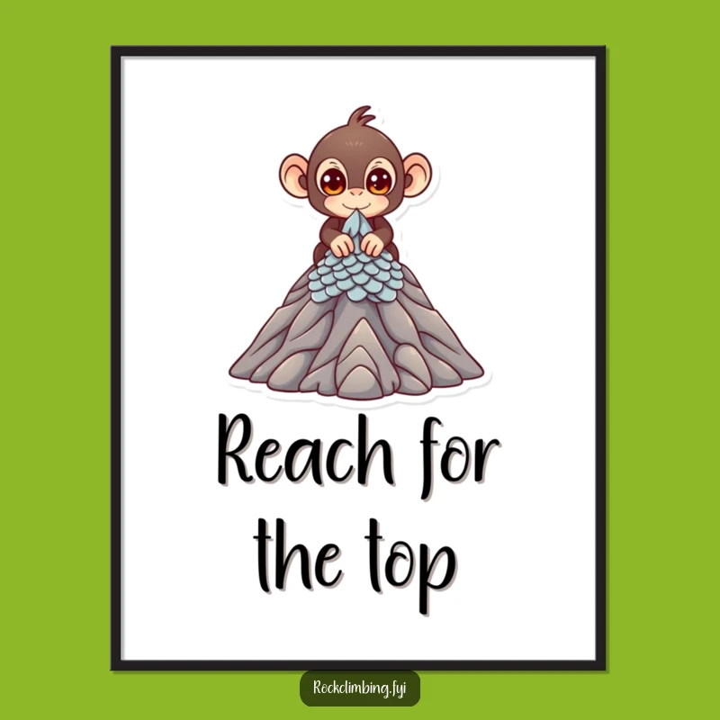 Funny Monkey Climber Poster - Adventurous Art, Perfect Wall Funny Gift!