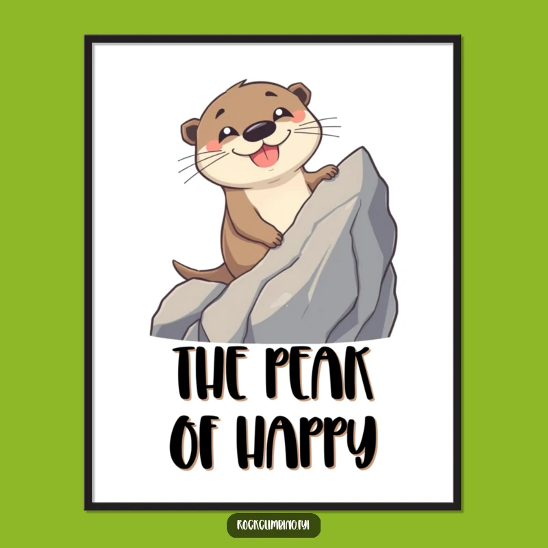 Funny Otter Climbing Poster: Cheerful Grin Wall Art - Adventure Gift Idea