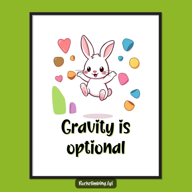 Funny Rabbit Ascent Poster: Hilarious Wall Art for Gyms and Playful Spaces