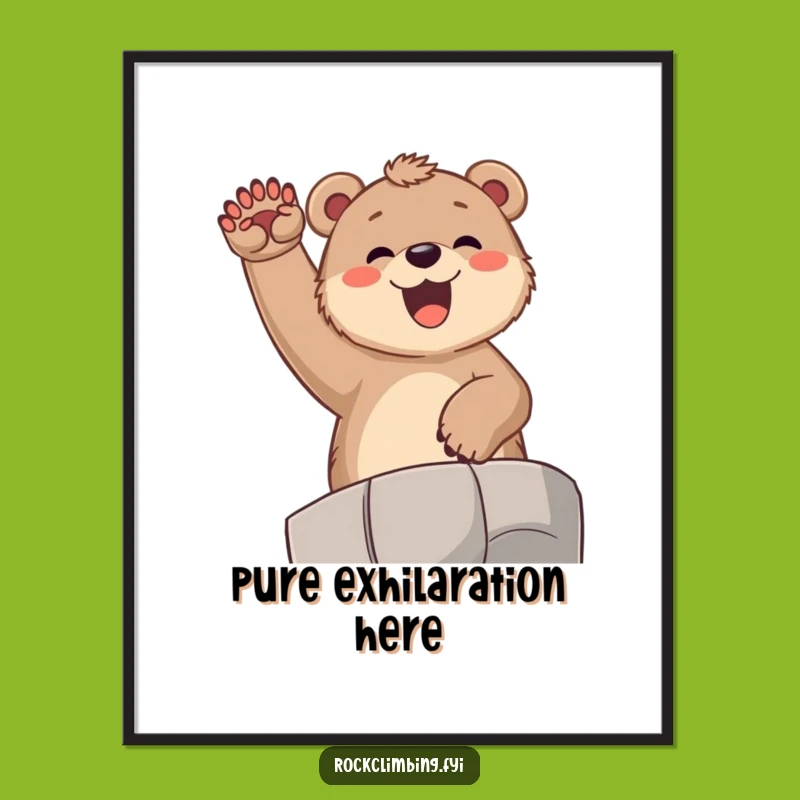 Funny Bear Cub Celebration Poster: Hilarious Joyful Wall Art