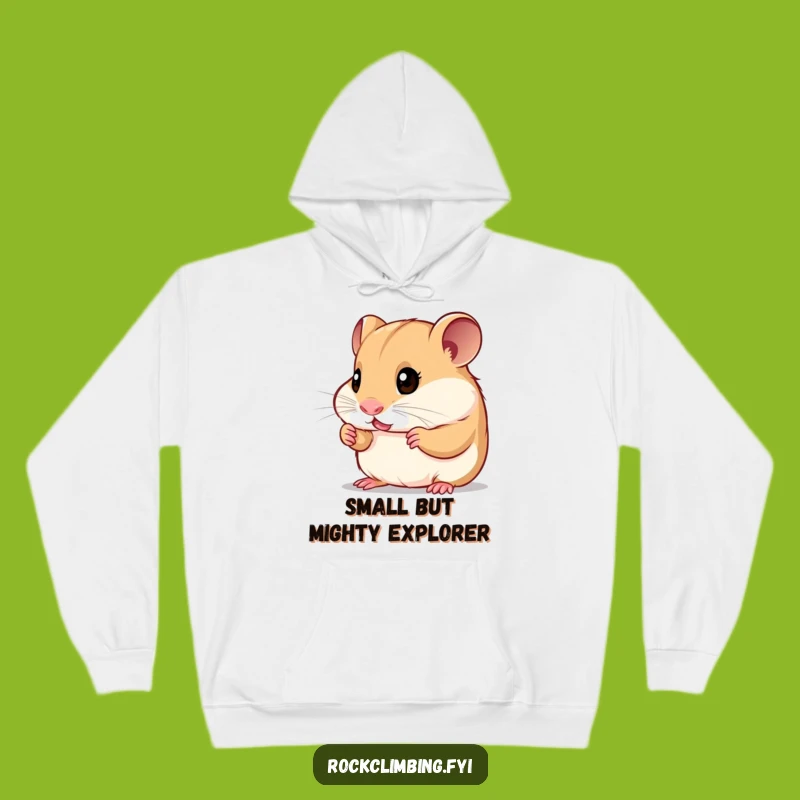 Funny Curious Hamster Climber Hoodie - Cozy Up for Tiny Adventures