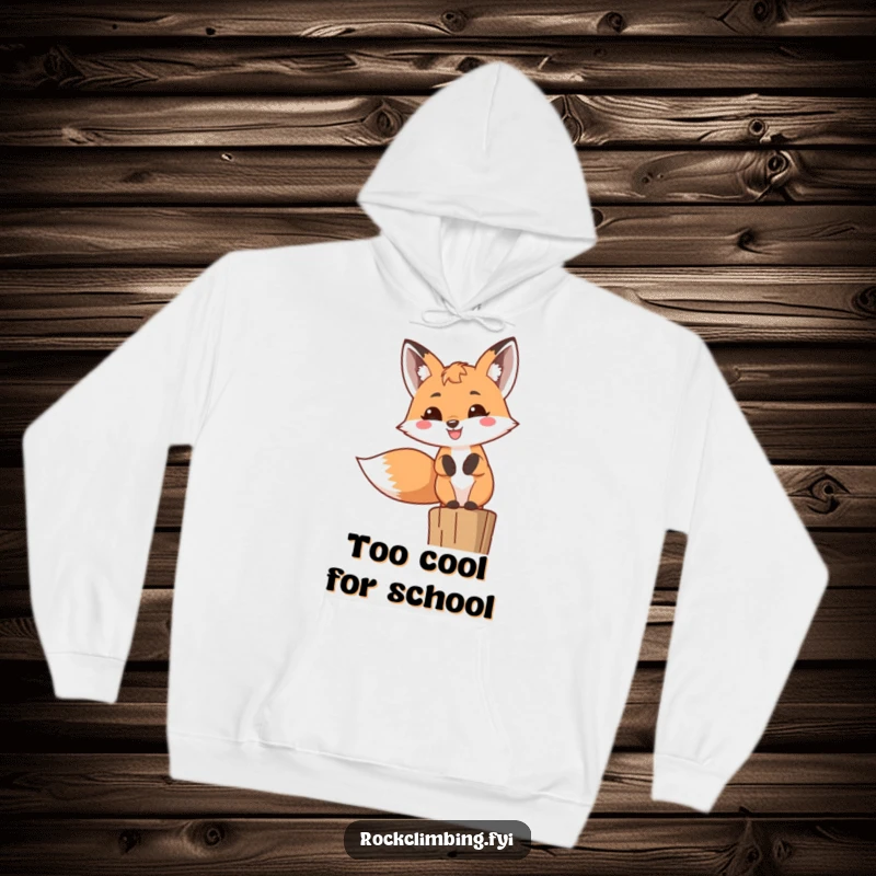 Funny Fox Hoodie displaying a cheerful fox with a massive toothy grin, perched alertly, bringing smiles on a cozy garment.