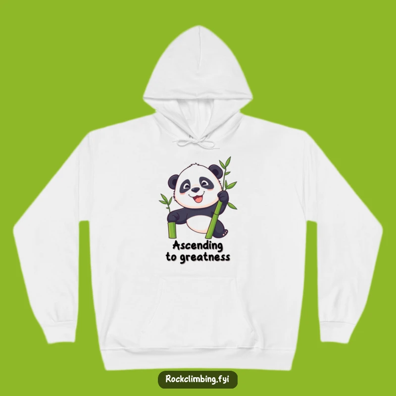 Funny Panda Climber Hoodie - Cozy Bamboo Climb & Determined Vibes