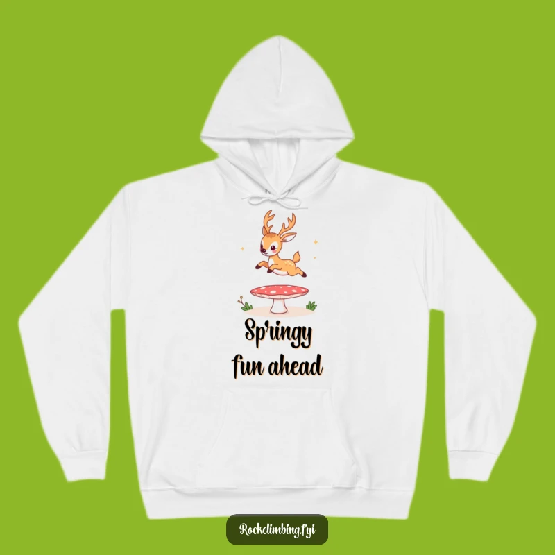 Funny Deer Mushroom Trampoline Hoodie - Cozy & Hilarious Woodland Creature Apparel