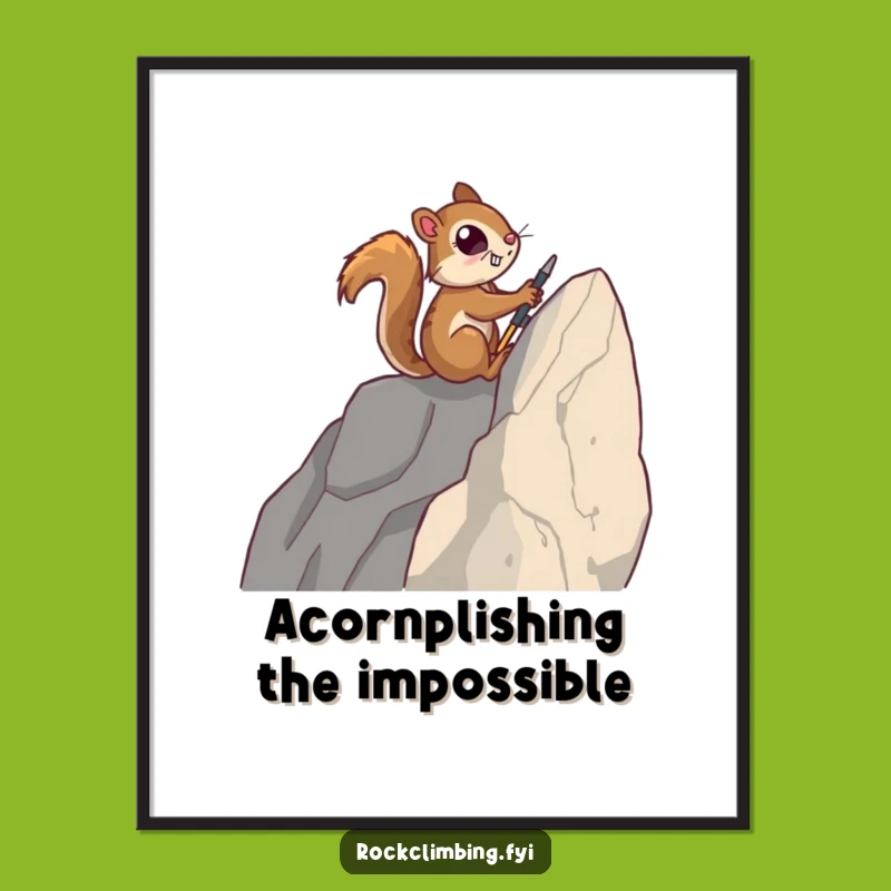 Funny Free Printable Wall Art: Squirrel's Rocky Ascent, Hilarious Downloadable Decor Gift