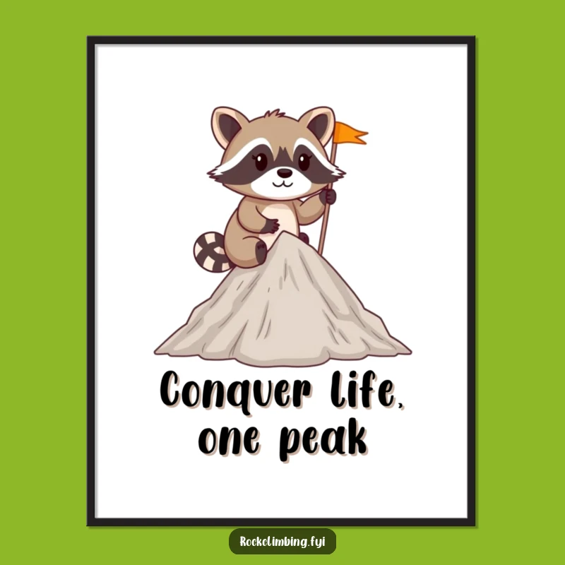 Free Printable Wall Art: Raccoon Peak Summit Funny Decor Downloadable