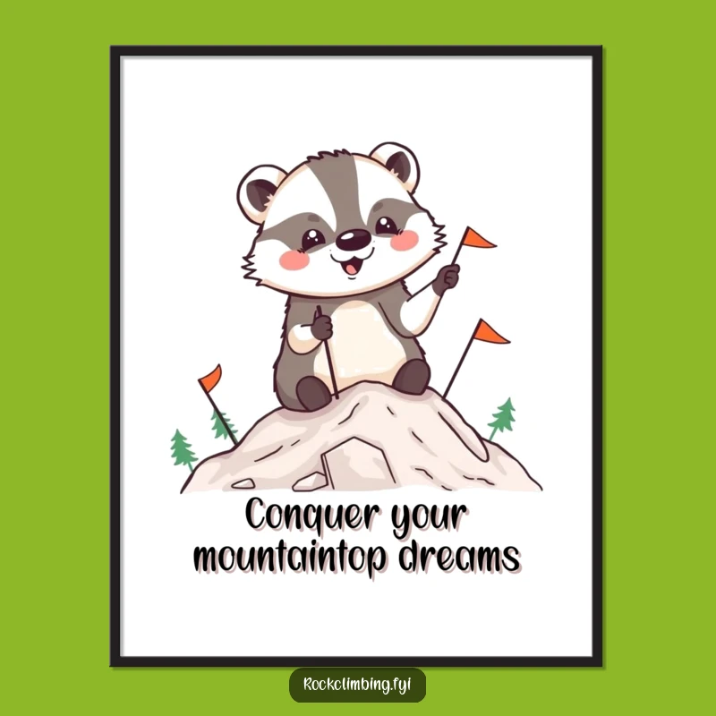 Funny Free Printable Wall Art: Badger's Summit Triumph - Downloadable Decor