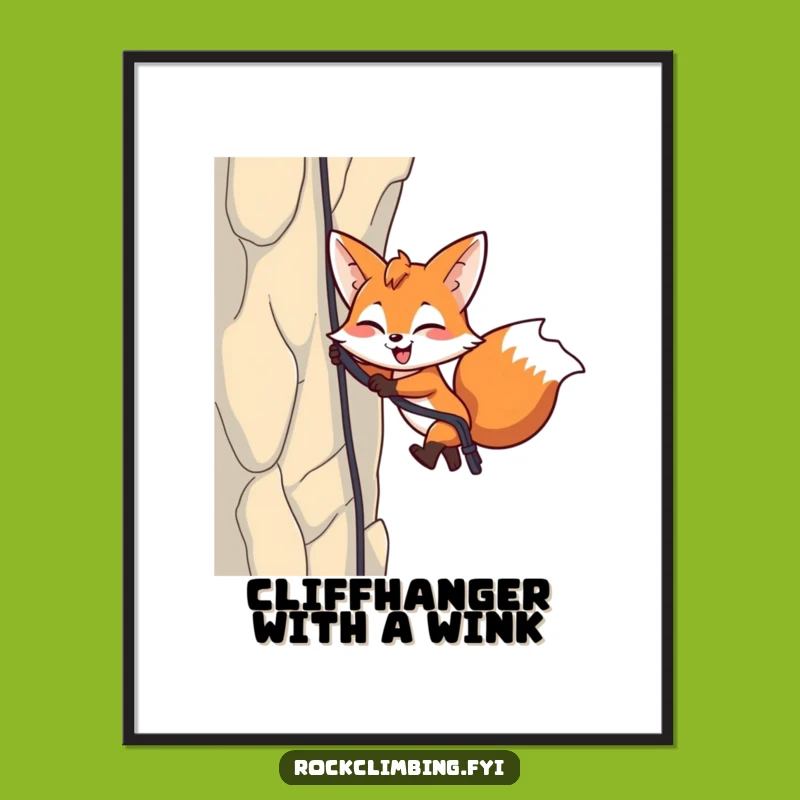 Free Printable Fox Wall Art: Rappelling Adventure, Funny Downloadable Home Decor!