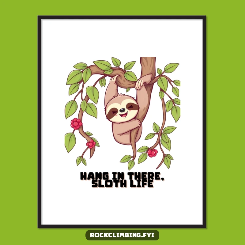 Free Printable Wall Art: Cheerful Sloth Vine Dangle - Humorous Downloadable Decor!
