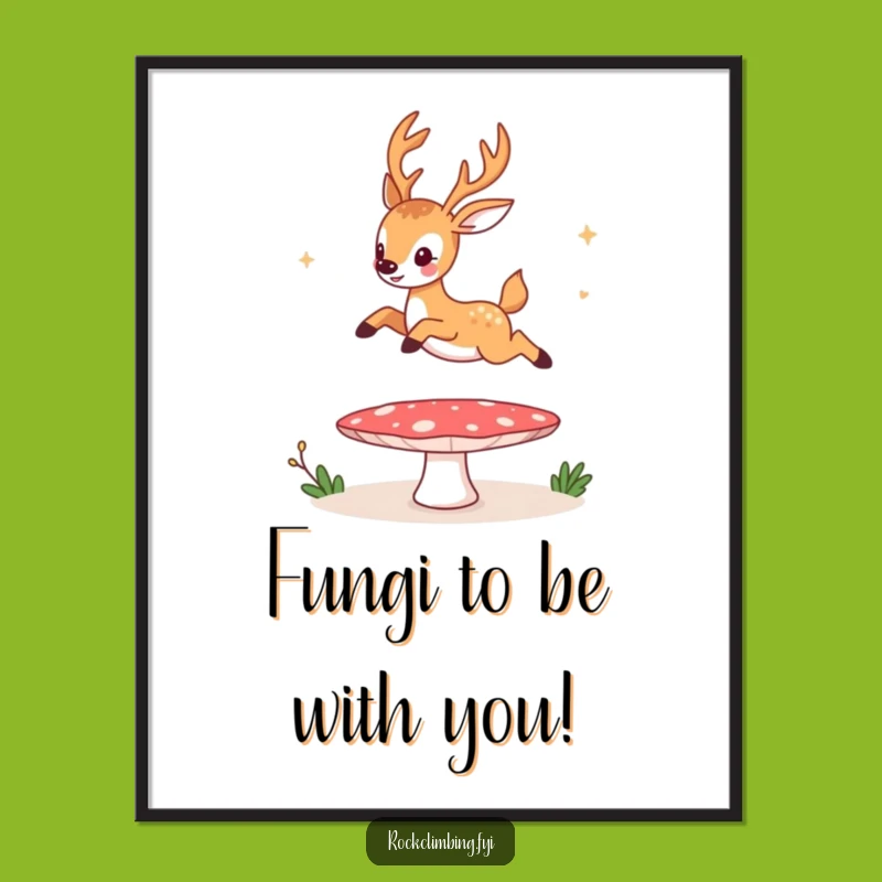 Free Printable Wall Art: Funny Deer Trampoline - Whimsical Downloadable Decor for Laughs