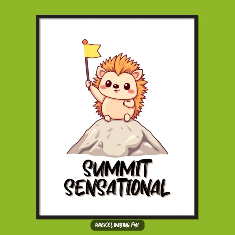 Free Printable Wall Art: Triumphant Hedgehog Flag Funny Downloadable Art